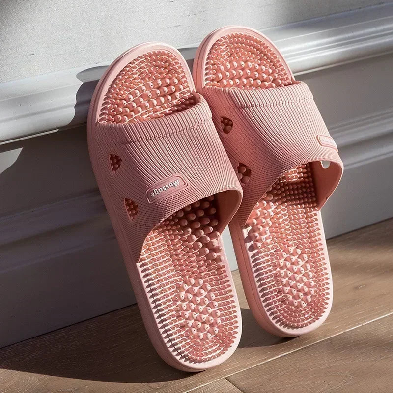 Men's Massage Slippers Summer Bathroom Sandals Women Indoor Non-slip Soft Bottom Solid Colour Casual Shoes Sandalias Planas