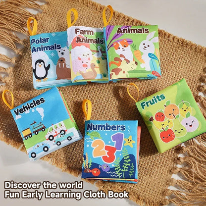 Children Early Educational Toys Rustle Sound Soft Cloth Book Fruits Animal Numbers Food Means of Transportation Cognition Toys