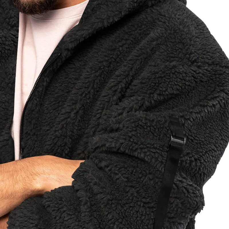 2024 American Style Heavy Coat Men's Winter Jacket Double-sided Fleece Warm Windbreaker Casual Sports Hooded Coat Bomber Jacket