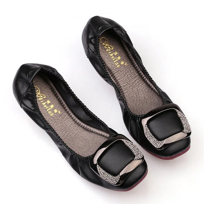 Shallow Mouth Shoes Woman Square Toe Autumn Soft Female Footwear Casual Sneaker All-Match New Cute Fall Moccasin Dres