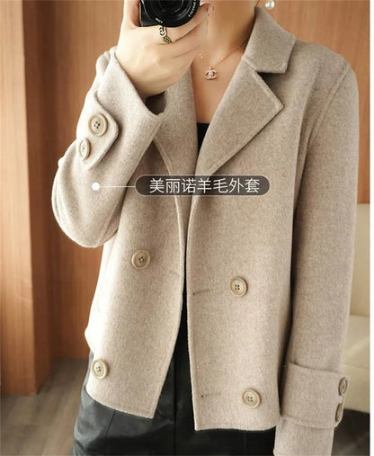 New High-End Single-Sided Woolen Coat For Women Fashion Casual Small Suit Autumn Winter Short Woolen Blending Coat Female