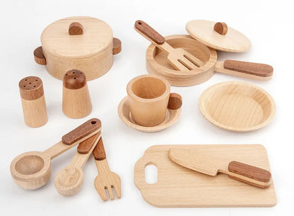Natural Wood Children's Preschool Toys Fruits And Vegetables Simulation Play House Kitchenware Cognitive Wooden Model Toys