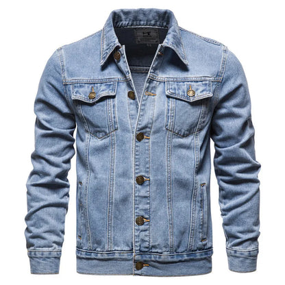 Men Denim Coat Casual Coats Turn Down Collar Full Sleeve Jackets Single Breasted Regular Pocket Button Jacket Splice Autumn