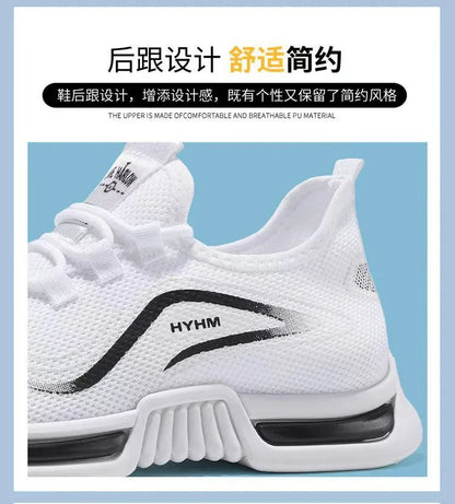 Men's sports shoes  new sports trendy shoes anti slip casual running shoes breathable and comfortable white shoes