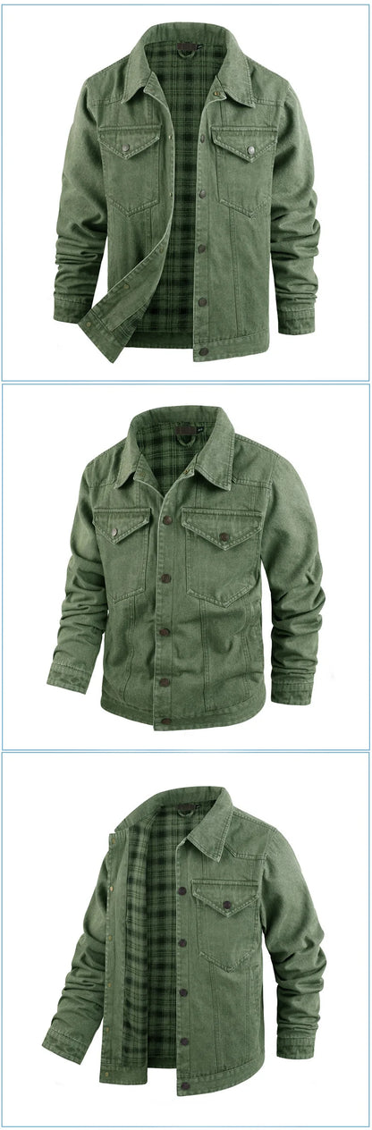 Men's Spring and Autumn Fashion Versatile Jacket Pure Cotton Casual Loose Collar Jacket High end Business workwear Top Coat