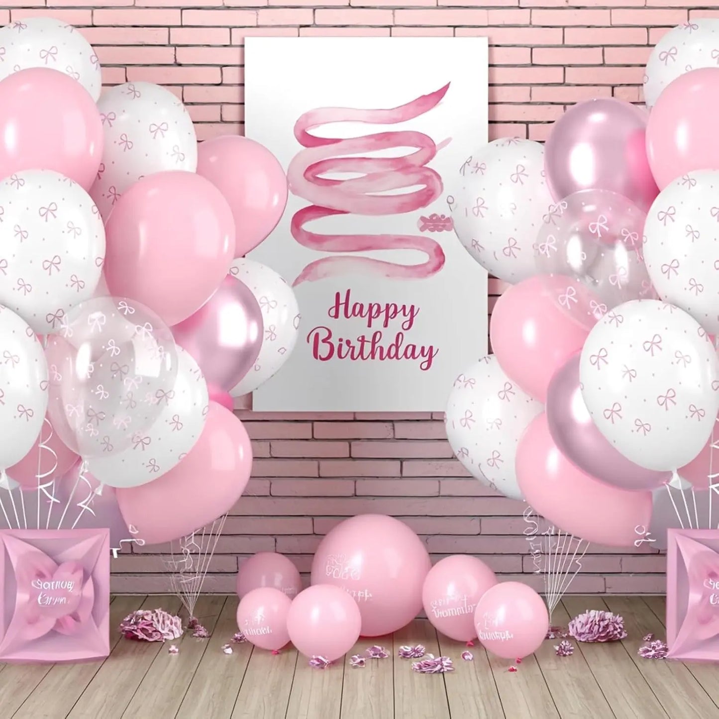 12 Inches Bow Balloons for Women Pink Birthday Party Bachelorette Bridal Engagement Bow Theme Wedding Anniversary