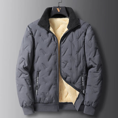 Men's winter faux wool cotton coat thick cotton coat warm and casual versatile loose and oversized stand up collar cotton coat