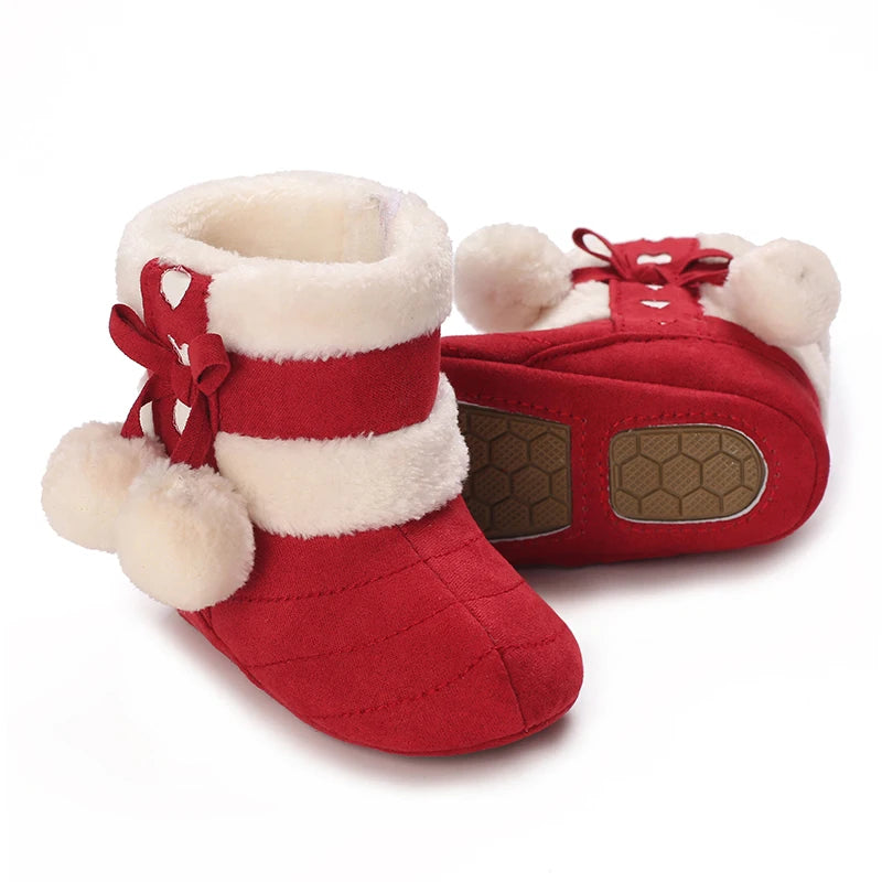 Winter Baby Cotton Shoes for Girls Plush and Thick Insulation Snow Boots Soft Soles Foot Protection Walking Shoes