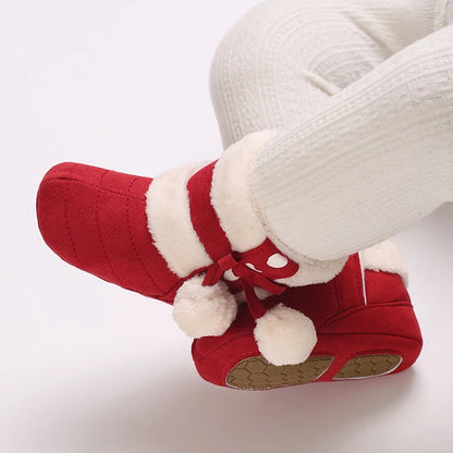 Winter Baby Cotton Shoes for Girls Plush and Thick Insulation Snow Boots Soft Soles Foot Protection Walking Shoes