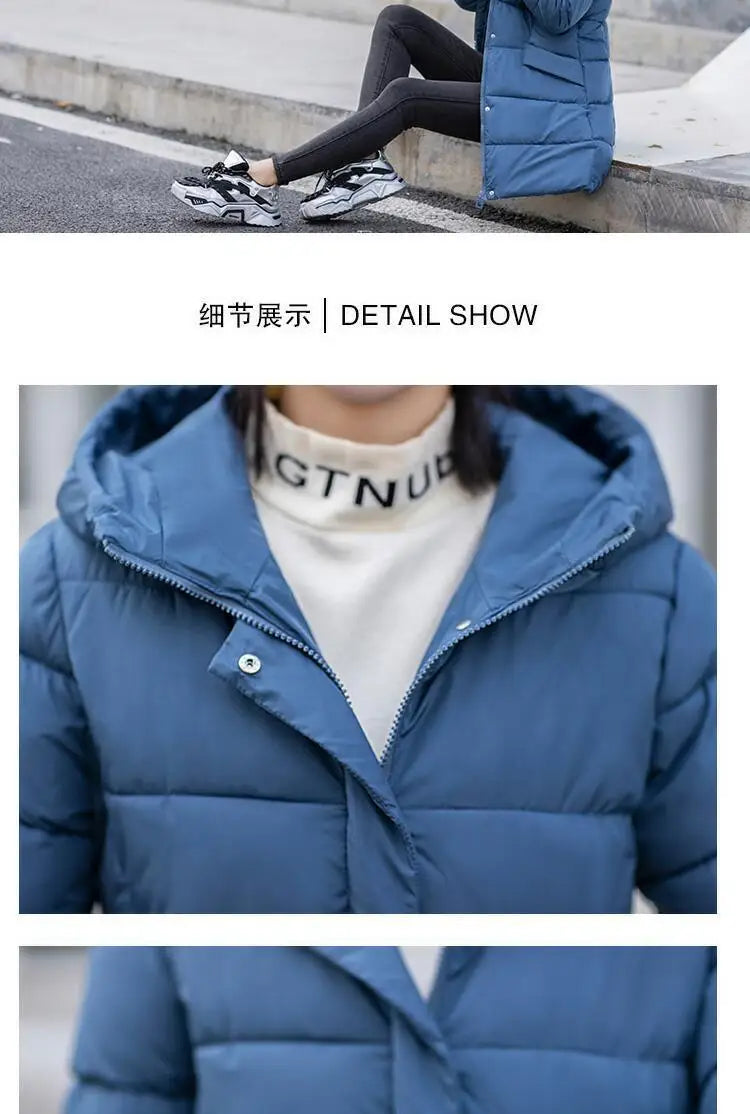 Women's Winter Thickened Jackets Heavy-Weight Coats Hooded Quilted Jacket Long Fitted Parka with Pockets Women down cotton coat
