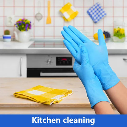 Disposable Blue Nitrile Gloves for Kitchen Cleaning Dishwashing Hairdressing Manicure Waterproof Household Tools Latex Free