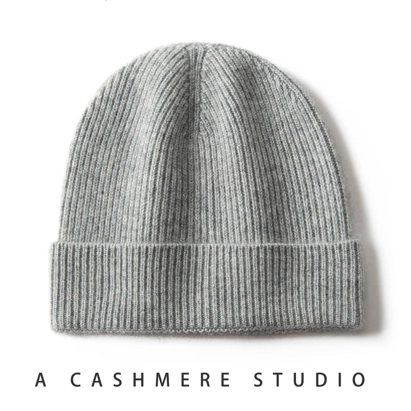 Winter New Hat for Men Knitted Korea Beanie Thick Hats Autumn Outdoor Warm Streetwear Cap Man 100% Cashmere Solid Color Soft Hat