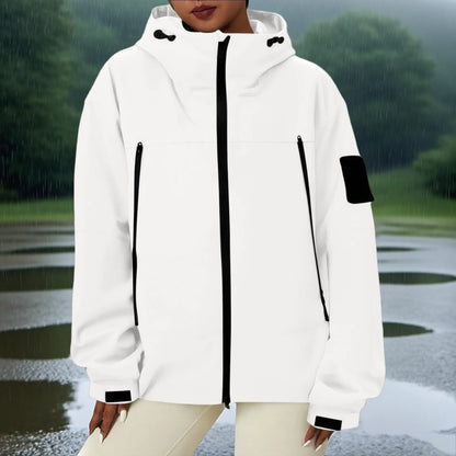 Women'S Tops Hooded Windbreaker Women'S Jacket Waterproof Coat Outdoor Travel Contrast Functional Style Solid Color Adventure