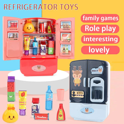 Children Toys Mini Doll Fridge Furniture Kitchen Miniatures Refrigerator Role Playing Game Montessori Play Food Toys for Girls