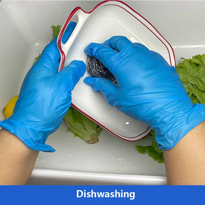 Disposable Blue Nitrile Gloves for Kitchen Cleaning Dishwashing Hairdressing Manicure Waterproof Household Tools Latex Free