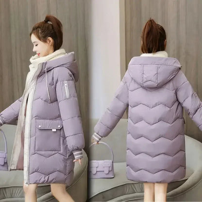2025 Winter Women Jacket Coats Long Parkas Female Down Cotton Hooded Overcoat Thick Warm Jackets Windproof Casual Student Coat