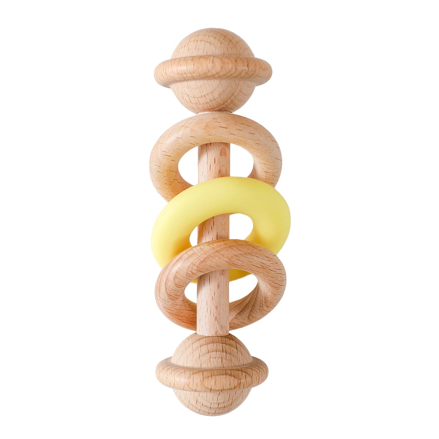 Baby Toys Wooden Rattles Silicone Ring Baby Rattles and Mobiles 0 12 Months Sensory Toys for Baby  Wooden Teether for Baby Gifts
