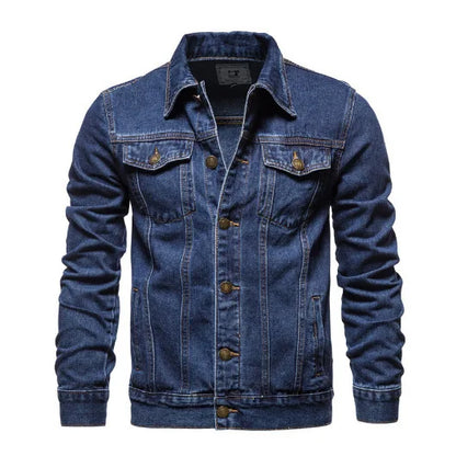 Men Denim Coat Casual Coats Turn Down Collar Full Sleeve Jackets Single Breasted Regular Pocket Button Jacket Splice Autumn