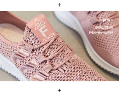 Women's shoes 2025 mesh breathable comfortable sports shoes soft sole lightweight fashion casual shoes