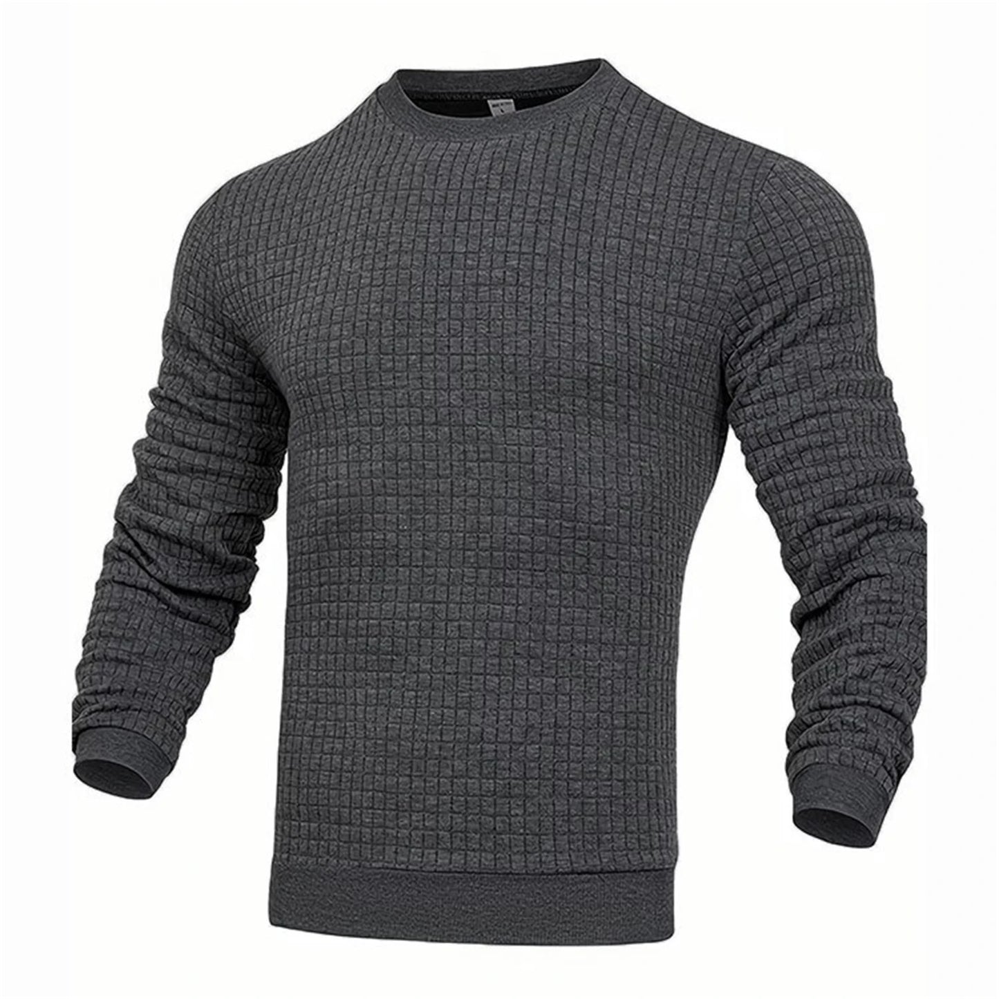Men's coat fashion small check Waffle youth round neck jacquard check hoodie