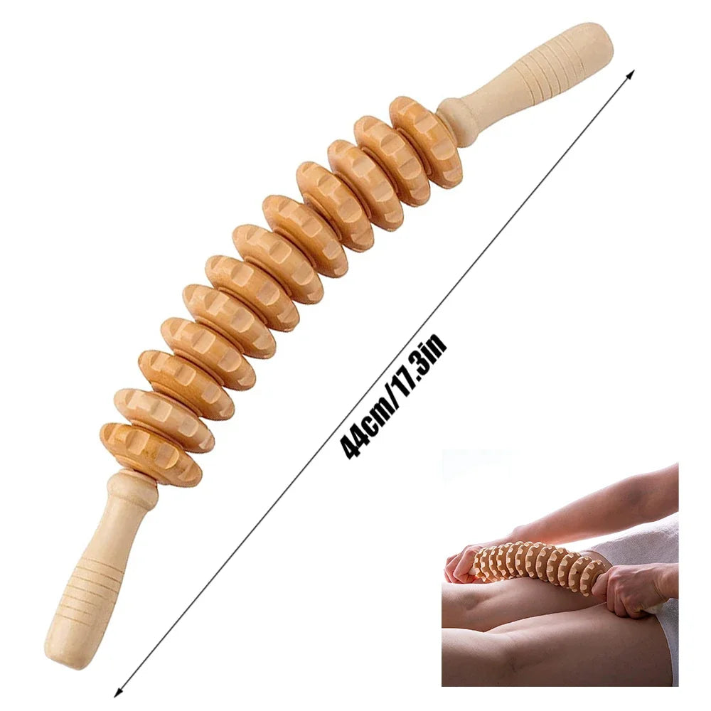 Wood Curved Massage Roller Stick Anti Cellulite Lymphatic Drainage Massager Body Gua Sha Maderotherapy Muscle Massage Relaxation