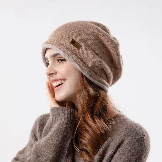 Winter Women Curled Knit Hat Fashion Cold Hat Warm Pile Hat Big Head Round Ear Protector Hat Puller Hat