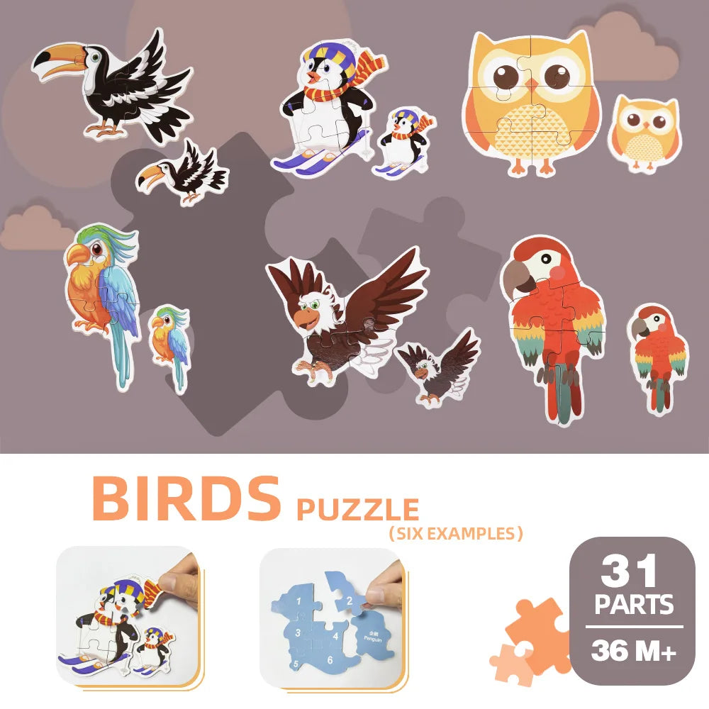 Children's puzzle toys, early education enlightenment cognition, cartoon patterns multiple themes