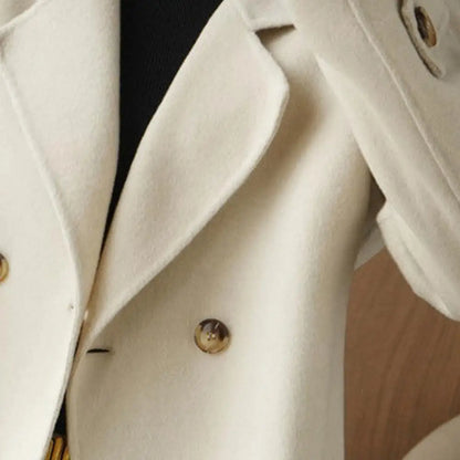 Women Long-sleeved Jacket Elegant Double-breasted Woolen Coat for Women Warm Stylish Fall/winter Jacket Formal Business for Ol