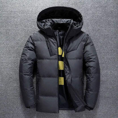 Men's Coat Windproof White Duck Down Jacket Men Winter Removable Cap Parkas Solid Color Outdoor Casual Hooded Overcoat Clothes
