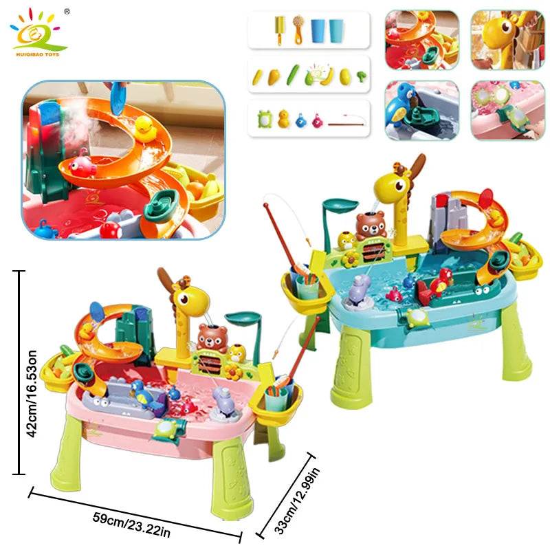 Children's kitchen toys electric fun water play water wash basin fishing dishwashing home role-playing baby early education toys
