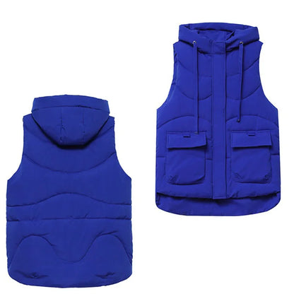 Women's Autumn Hooded Vest Coat 2025 New Short Down Cotton Padded Jacket Sleeveless Female Winter Waistcoat Warm Snow Wear Vests