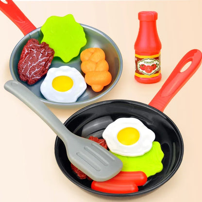 Children Imitate Kitchen Food Toys Birthday Cake Egg Tower Cooking Utensils Steak Fried Eggs Hot Dogs House Games Holiday Gifts