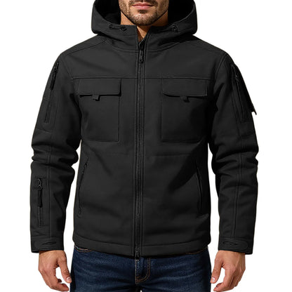Mens workwear jacket loose fit hooded windbreaker outdoor casual streetwear stylish waterproof trekking coat rugged fashion