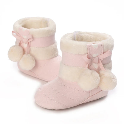 Winter Baby Cotton Shoes for Girls Plush and Thick Insulation Snow Boots Soft Soles Foot Protection Walking Shoes