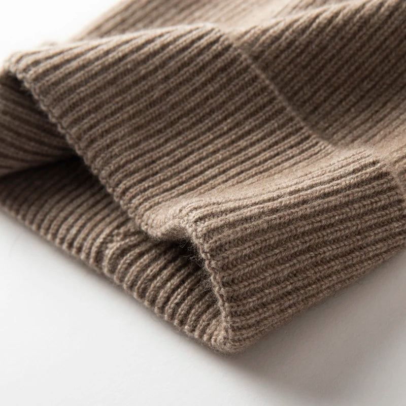 Winter New Hat for Men Knitted Korea Beanie Thick Hats Autumn Outdoor Warm Streetwear Cap Man 100% Cashmere Solid Color Soft Hat