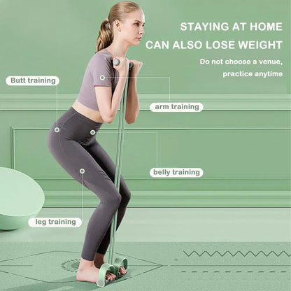 4 Tube Pedal Tensioner Portable Resistance Band Sit Up Fitness Equipment Yoga Stretching Tummy Trimmer Pull Rope Equipment