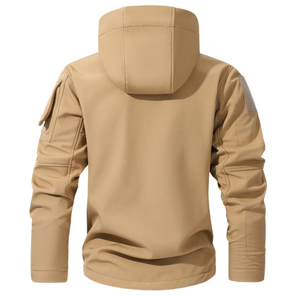 Mens workwear jacket loose fit hooded windbreaker outdoor casual streetwear stylish waterproof trekking coat rugged fashion