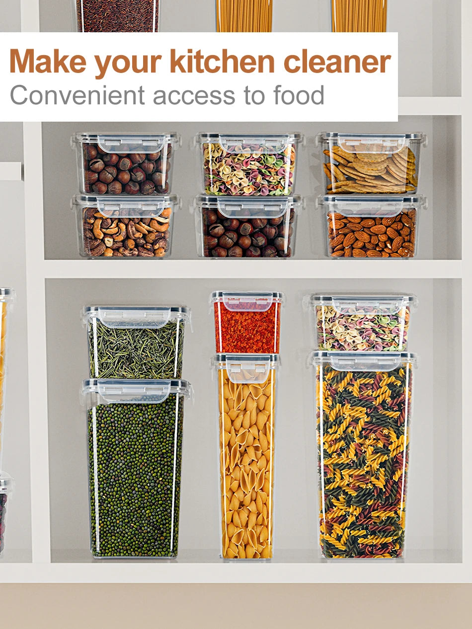 Kitchen Storage Container with Lid Airtight Set of 16 Set 2.8 L / 2.0 L / 1.4 L / 0.8 L/0.52L/0.32L/0.24L  BPA Free