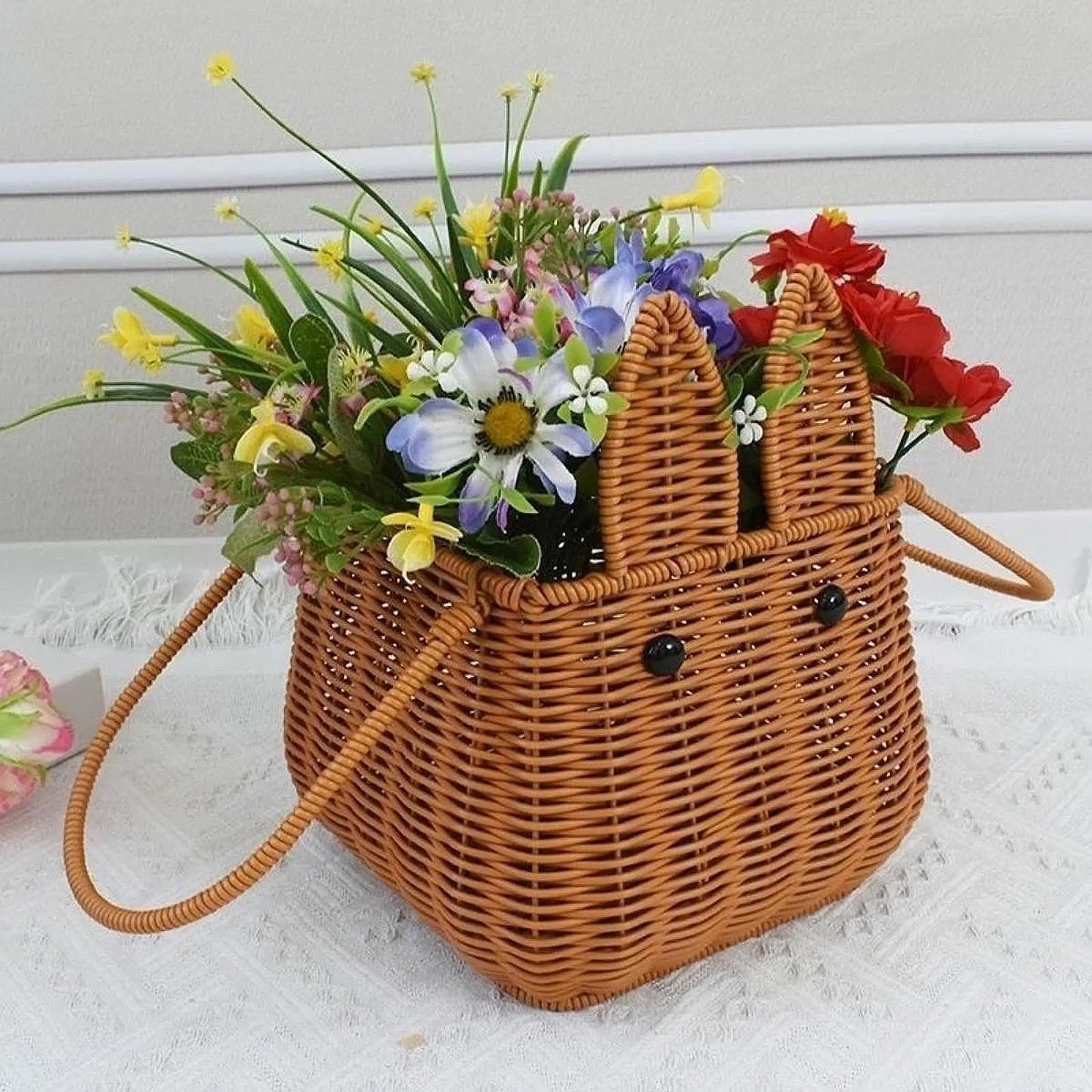 Bunny Easter Woven Basket Craft Storage Basket for Kitchen Restaurant Pantry