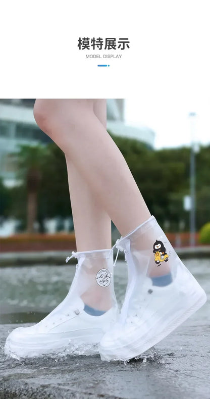 1 Pair Waterproof Shoe Covers Non-slip Reusable Rain Snow Boot Women Men PVC Outdoor Rainy Reusable Quality Non-slip Shoe Cover