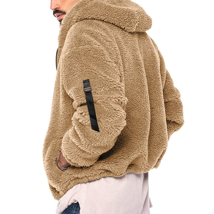 2024 American Style Heavy Coat Men's Winter Jacket Double-sided Fleece Warm Windbreaker Casual Sports Hooded Coat Bomber Jacket