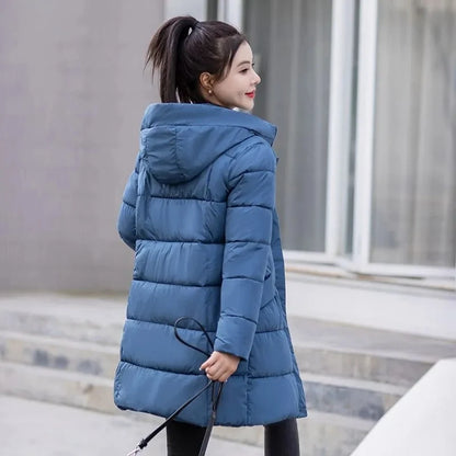 Women's Winter Thickened Jackets Heavy-Weight Coats Hooded Quilted Jacket Long Fitted Parka with Pockets Women down cotton coat