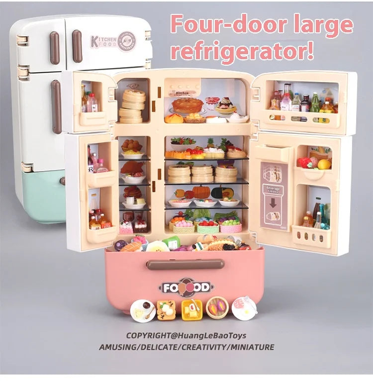 Children's toys simulated refrigerator girl boy large kitchen mini food play house holiday gift wisdom