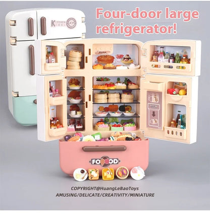 Children's toys simulated refrigerator girl boy large kitchen mini food play house holiday gift wisdom