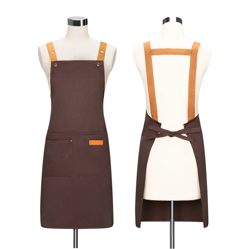 Water Repellent Kitchen Apron Unisex with Pockets Work Cleaning Restaurant Waiter Work Apron Florist Bubble Tea Shop Pinafore