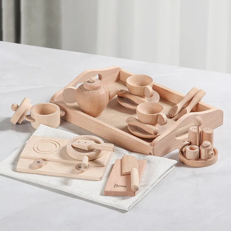 Natural Wood Children's Preschool Toys Fruits And Vegetables Simulation Play House Kitchenware Cognitive Wooden Model Toys