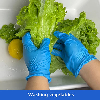Disposable Blue Nitrile Gloves for Kitchen Cleaning Dishwashing Hairdressing Manicure Waterproof Household Tools Latex Free