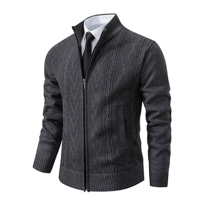 2025 Men's Knitted Sweater Coat Autumn Winter New Fashion Cashmere Padded Warm Casual
