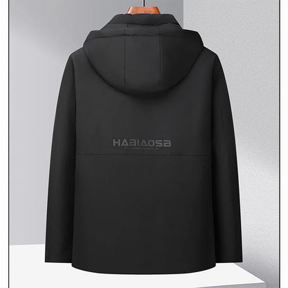 Men Winter Thick Warm Parka Coat Fleece Inside Male Solid Color Hooded Thick Jacket  Men's Middle Long Coat Size