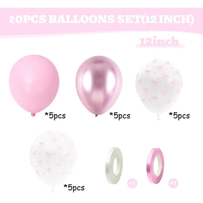 12 Inches Bow Balloons for Women Pink Birthday Party Bachelorette Bridal Engagement Bow Theme Wedding Anniversary